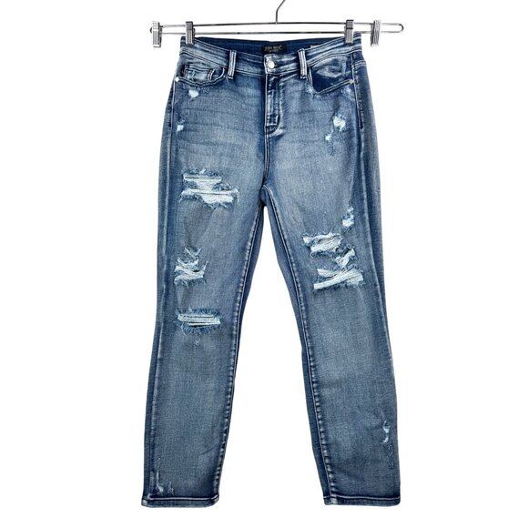 Judy Blue‎ Distressed Boyfriend fit jeans boho stretchy sz 29 - Picture 1 of 11
